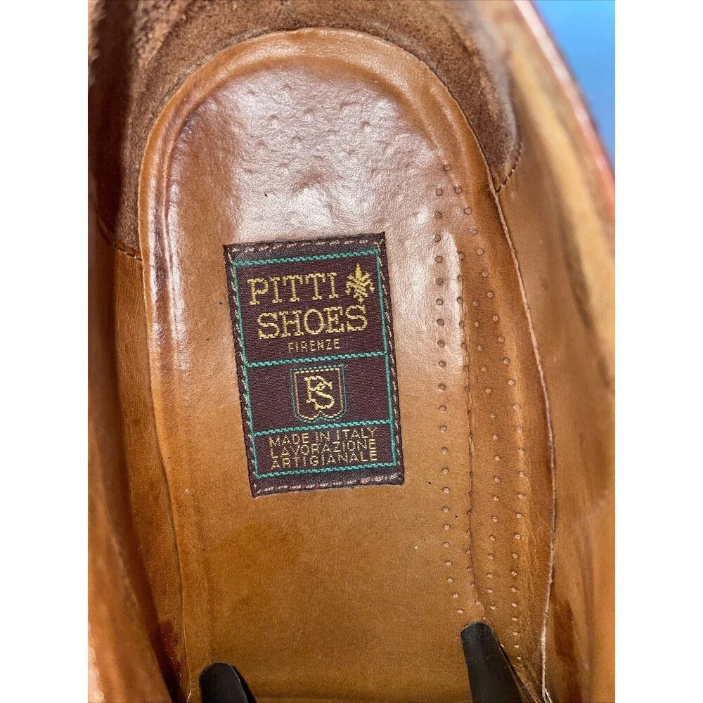 Pitti Shoes Firenze Italy Captoe Dress Shoes Mens Sz 9.5 M Brown Leather Oxfords